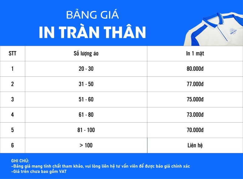 Bảng báo giá in tràn thân